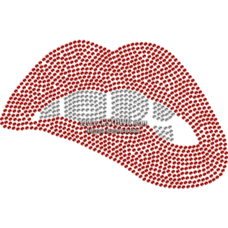 Sexy Lip-biting Iron-on Rhinestone Transfer Pattern for Mask